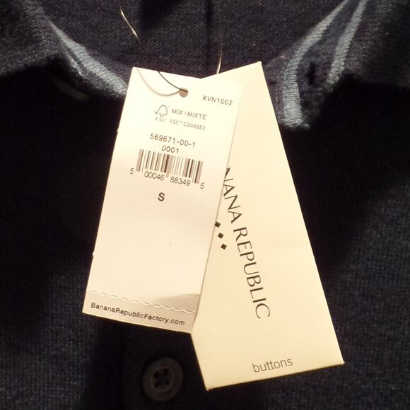 BANANA REPUBLIC Men's Eco Sweater Polo - Small - Navy Blue NWT - Picture 3 of 4